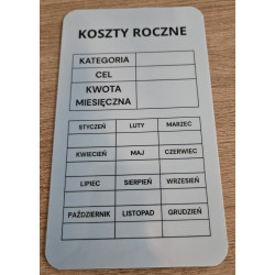 Karta "Koszty Roczne"