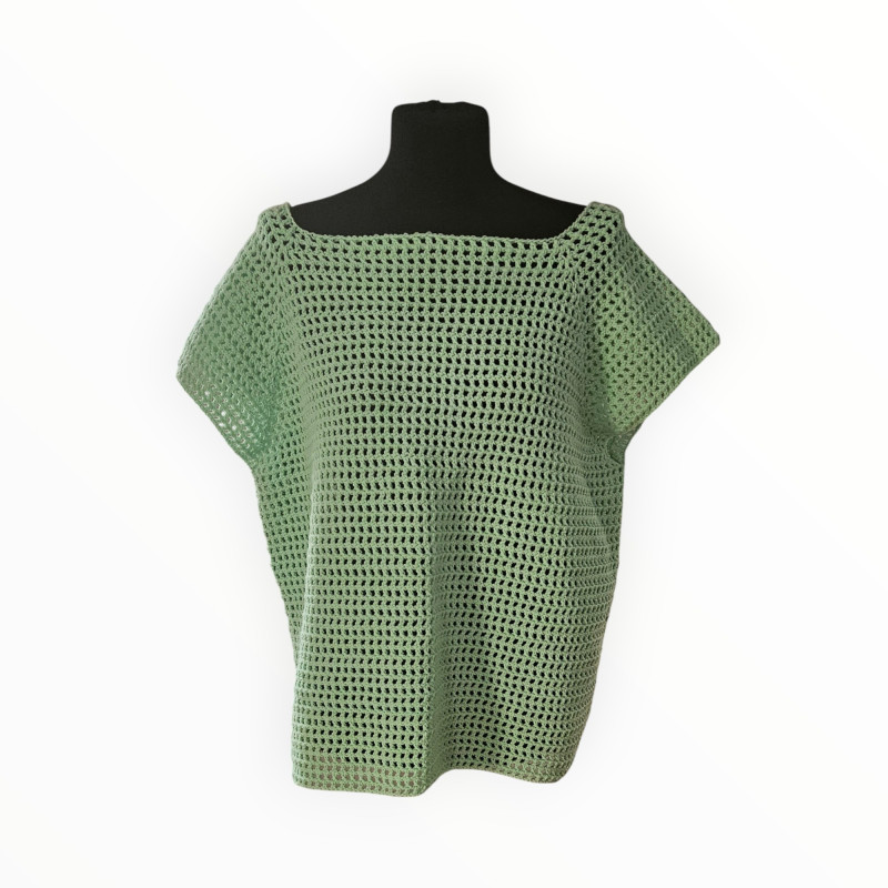 Szydełkowa Top Oversize w Kolorze Mięty